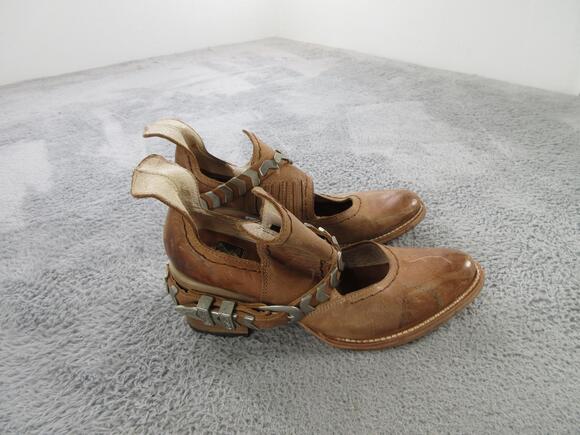 Freebird Shoes - Freebird Boots Womens Size 8 Brown Leather Ankle Western Buckle Studded Cutout